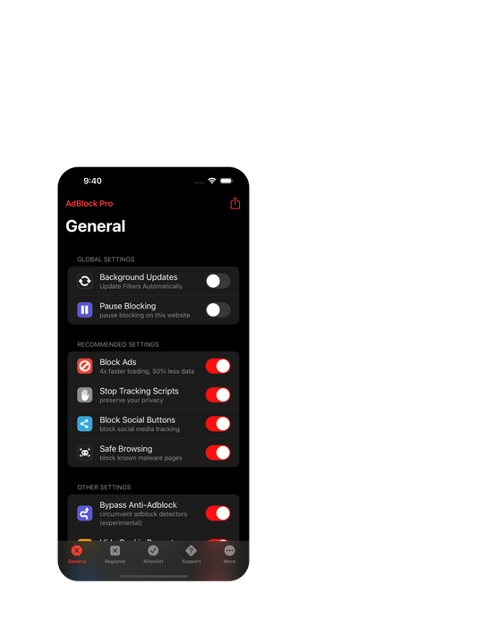 AdBlock Pro Light Mode iPhone App