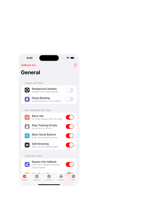 AdBlock Pro Dark Mode iPhone App