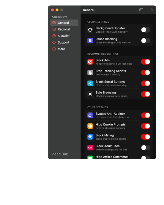 AdBlock Pro Light Mode Mac App